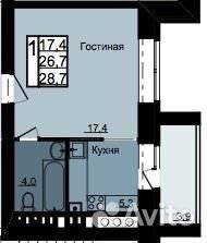 1-к квартира, 28.7 м², 4/9 эт.
