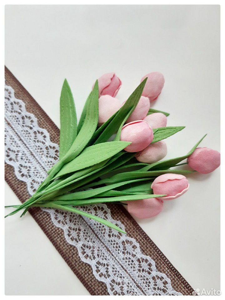 Цветы тюльпаны ручной работы из фоамирана скрапбук купить на Зозу.ру - фотография № 8
