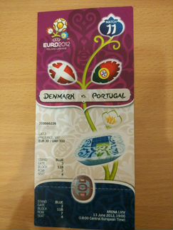 Билет с матча Чемпионата Европы по футболу 2012