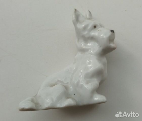 Фарфоровые статуэтки СССР лфз Скотч терьер белый