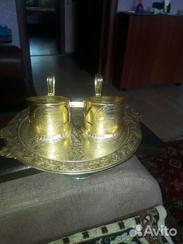 Поднос и 2 подстаканника