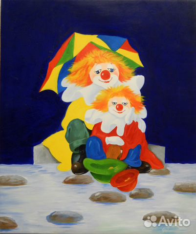 Картина маслом Клоуны