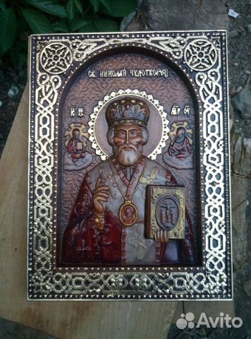 Икона резная рельефная