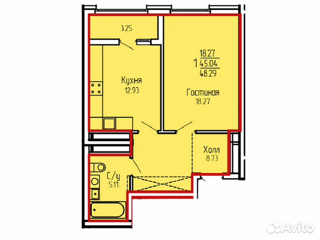 1-к квартира, 48.3 м², 14/19 эт.