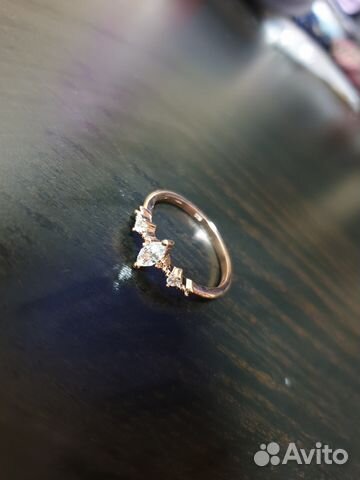 Кольцо серебряное (позолота) с цирконом, размер 7