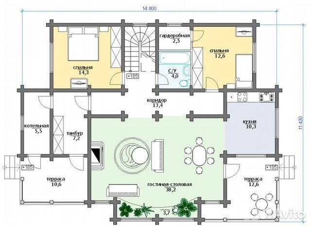 Дом из профилированного бруса 195х195 Скалба 250м2