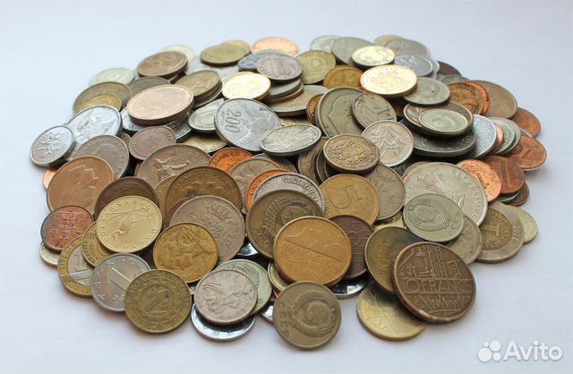 1 кг разных монет, русские и иностранные микс