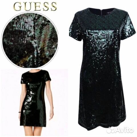 Черно зеленое вечернее платье в паетки Guess S Черно зеленое вечернее платье в паетки Guess S