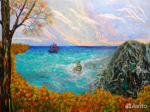 Картина в интерьер на холсте 80х60 см, акрил+масло