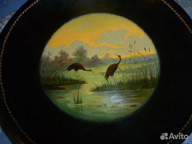 Тарелка Федоскино, лаковая миниатюра