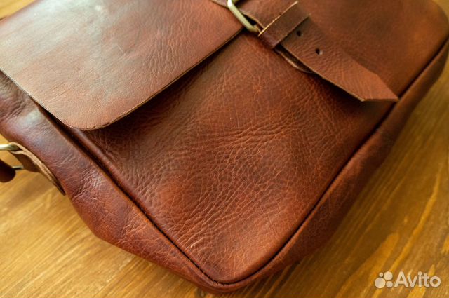 Сумка Мужская Кожаная через плечо Бычья Кожа