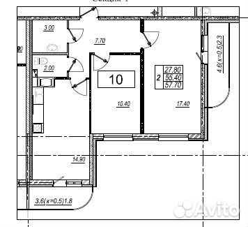 2-к квартира, 57.7 м², 4/25 эт. 2-к квартира, 57.7 м², 4/25 эт.