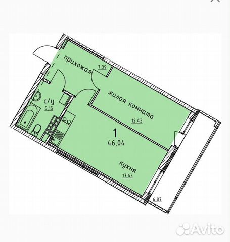 1-к квартира, 49.7 м², 6/22 эт.