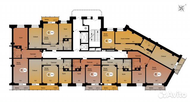 2-к квартира, 48.7 м², 3/14 эт.