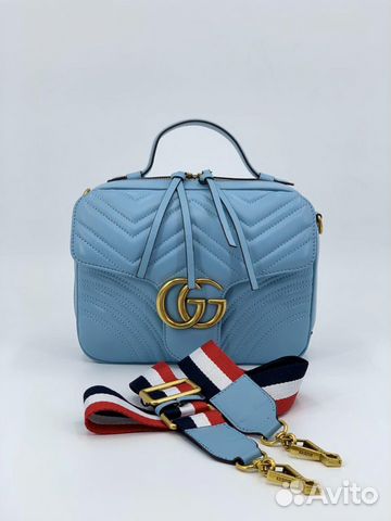 Новая женская сумка мессенджер кожа Gucci голубая Новая женская сумка мессенджер кожа Gucci голубая