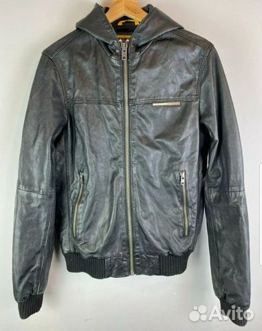 Кожаная куртка Superdry с капюшоном