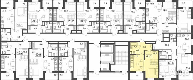 1-к квартира, 40.1 м², 9/25 эт. 1-к квартира, 40.1 м², 9/25 эт.