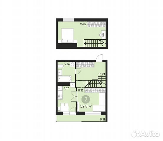 2-к квартира, 52.2 м², 3/3 эт. 2-к квартира, 52.2 м², 3/3 эт.