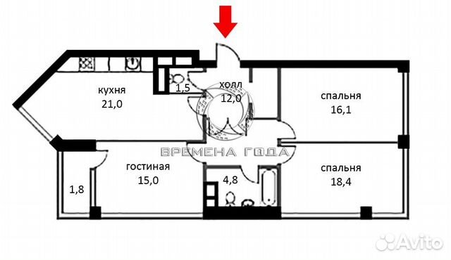 3-к квартира, 90.6 м², 14/15 эт.