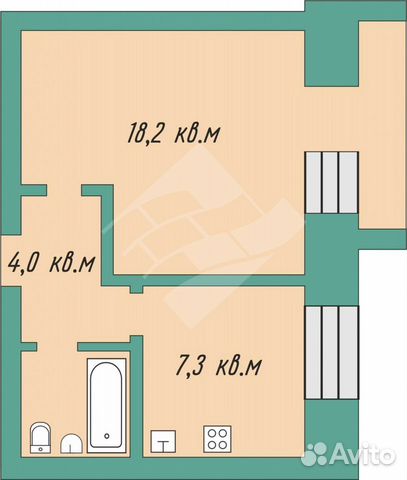 1-к квартира, 32.8 м², 5/5 эт.