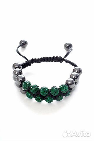 Новый плетеный браслет из бусин и изумрудных страз