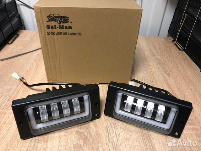 LED птф ваз 2114-2110 4 линзы 40W с дхо Sal-Man