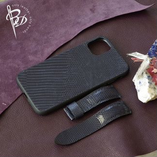 Чехол и ремешок на телефон iPhone 11. Кожа игуаны