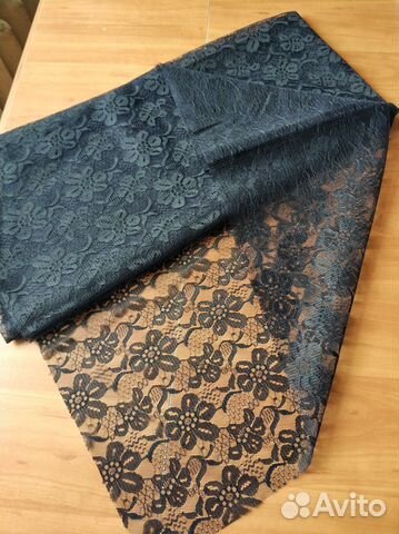 Ткань кружевная гипюр черный (цена за отрез 2,1м)