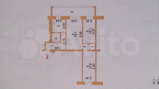 Комната 30 м² в 3-к., 1/4 эт.