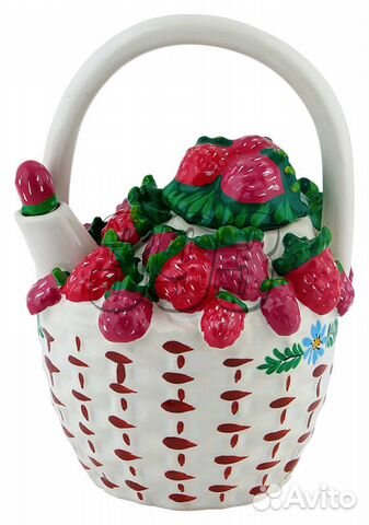 Чайник-корзинка Малина с чаем внутри (23729)