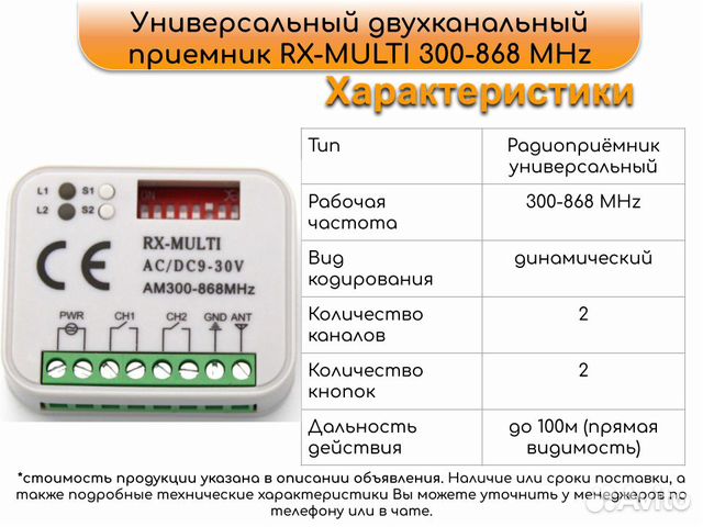 Радиоприемник RX multi 2-х канальный
