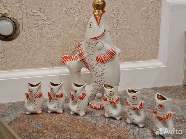 Графин Штоф Рыбки с рюмками СССР