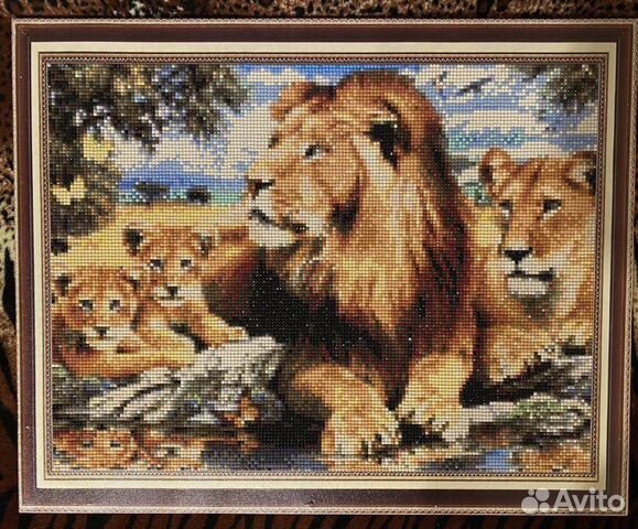 Картина готовая (алмазная мозаика) Тигры 40/50