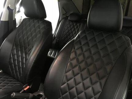 Чехлы Экокожа Hyundai Solaris 2010 - 2017 Черный р