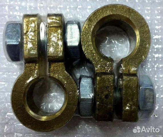 Клемма акб (под болт) латунь, комплект из 2 шт купить в Москве | Авито