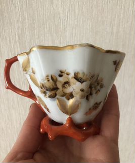 Антикварная фарфоровая чашка с блюдцем Россия