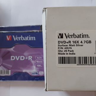 Диски Verbatim DVD+R 4,7Gb 16x slim box (43515)