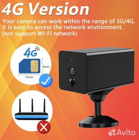 Охранная 4G камера видеонаблюдения SIM аккумулятор
