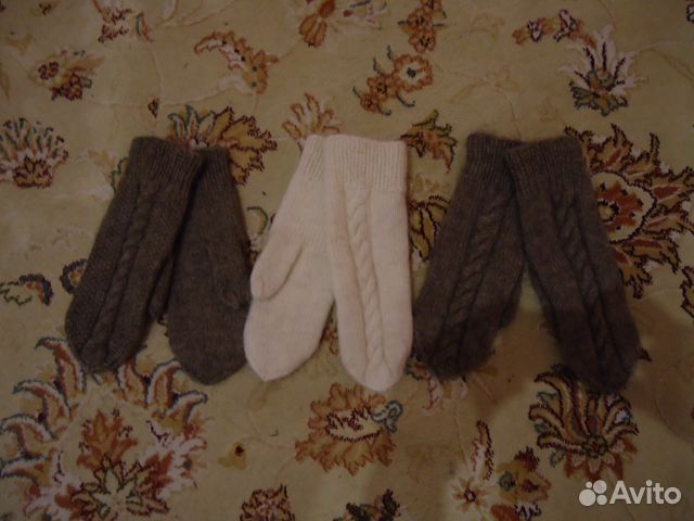 Вязаные варежки ручной работы из козьего пуха