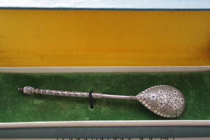 Царская ложечка серебро 84-я проба в эмалях