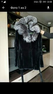 Шуба бобрик чернобурка