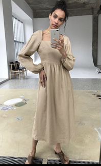 Бежевое Льняное платье 12 stories