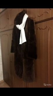 Шуба женская цигейковая темно-коричневая р.46