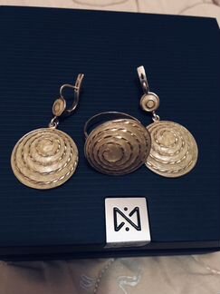 Комплект (серьги и кольцо) 925пр