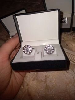 Запонки мужские с кристаллами Сваровски