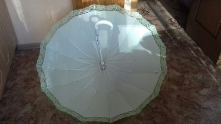 Зонт-трость механический с кружевом