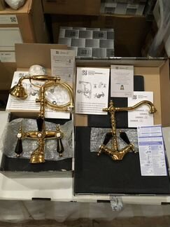 Комплект смесителей Praha crystal золото