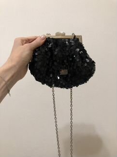 Сумка love moschino оригинал клатч чёрный с пайетк
