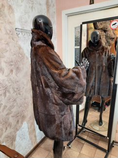 Норковая Шуба 68-70,Кимоно,Шоколад, длина 90см