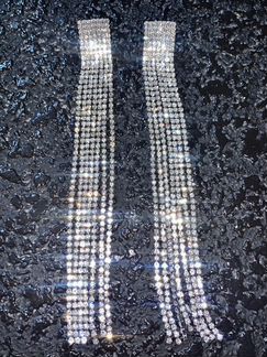 Нереально классные длинные серьги из страз цирконо